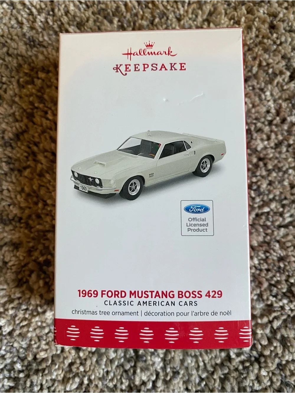 Hallmark White 1969 Ford Mustang Boss 429 Ornament